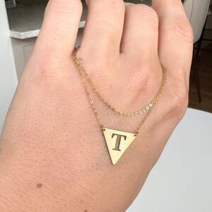 Gold V-shaped Letter T Initial Necklace